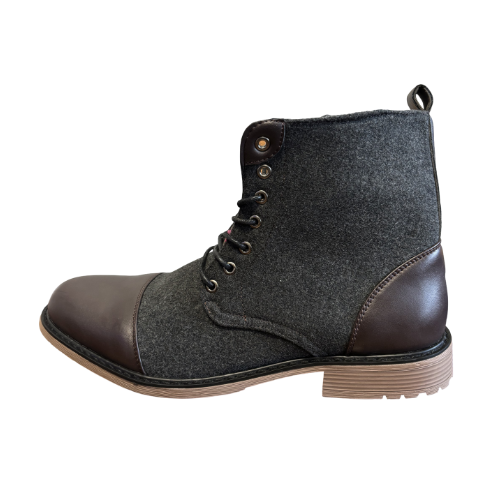 British Style Men Casual Leather (Gray and Dark Brown)